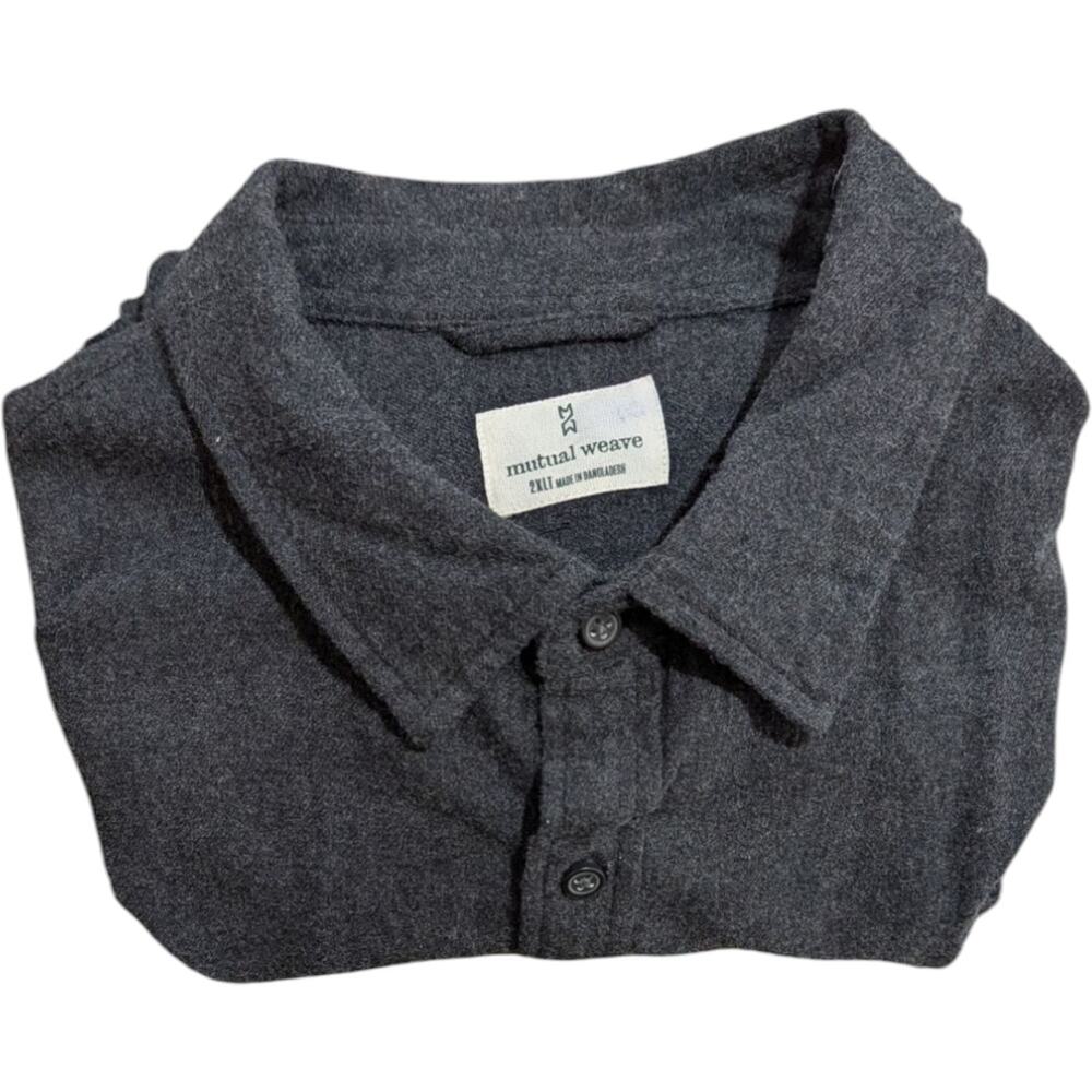 Mens Charcoal Gray Flannel Shirt Size 2XLT 2XL Tall XXL Mutual Weave Soft Fleece
